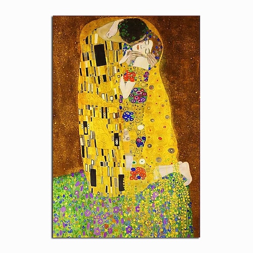 

Christmas World Famous Painting Series 100% Hand Painted Gustav Klimt's kiss Abstract Oil Painting on Canvas Wall Pictures For Living Room Home Decor Gift