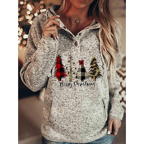 

Women's Hoodie Pullover White Hooded Graphic Christmas Daily Casual Christmas Clothing Apparel Hoodies Sweatshirts Loose Fit