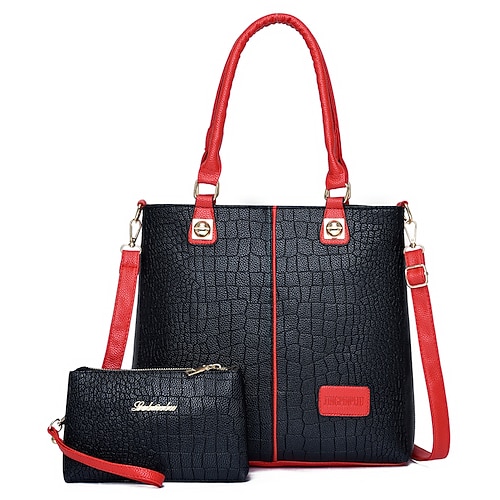 

Women's Bag Sets 2022 Handbags Bag Set PU Leather 2 Pieces Purse Set Zipper Embossed Daily Outdoor Blue White Black Red