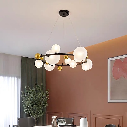 

90 cm Globe Desgin Chandelier Black Gold Pendant Light Nordic Ring Circle Metal Painted Finishes Modern 110-120V 220-240V