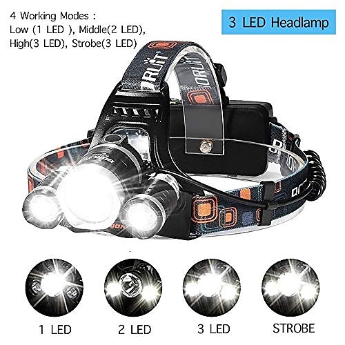 

T1 Headlamps 150 lm LED LED 3 Emitters 4 Mode with Batteries and Chargers Portable Professional Camping / Hiking / Caving Everyday Use Cycling / Bike Rotating Focus Type 1T6-2XPE Headlight Color