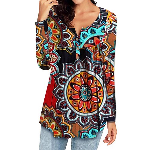 

Mulheres Camisa Social Blusa Preto Branco Verde Claro Bloco de cor Listrado Patchwork Imprimir Manga Longa Diário Sensual Decote V Longo S