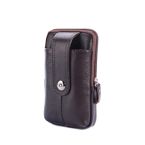 

Men's 2022 Bum Bag Fanny Pack Cowhide Buttons Zipper Plain Daily Formal Outdoor Black Brown Coffee