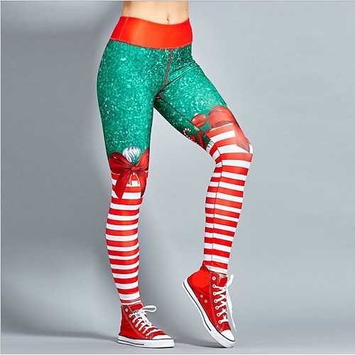 

Women's Fashion Pants Print Santa Claus Pocket Christmas Wine red christmas Snowman christmas Red S M L XL