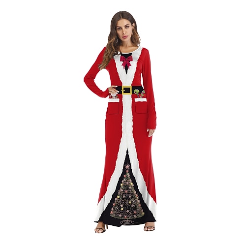 

Santa Suit Mrs.Claus Costume Adults' Women's Cosplay Costume Christmas Christmas Festival Christmas Halloween Festival / Holiday Polyester Velour Red Women's Easy Carnival Costumes Printing