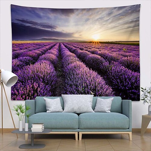 

Wall Tapestry Art Decor Blanket Curtain Picnic Tablecloth Hanging Home Bedroom Living Room Dorm Decoration Polyester Lavender Field