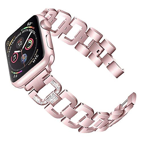 

replacement for apple watch band 38mm 40mm series 6/5/4/3/2/1/se iphone iwatch bracelet band link wristband bling for women(38mm/40mm, rose gold)