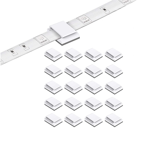 

1set 50PCS 20PCS LED Strip Clips Self Adhesive LED Light Strip Mounting Bracket Clips Holder Cable Clamp Organizer for 10mm Wide IP65 Waterproof 5050 3528 2835 5630 LED Strip Light