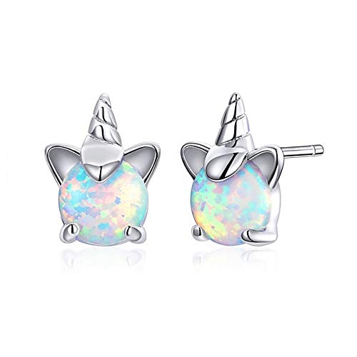 

silver stud earrings unicorn earrings for girls,opal earrings for women hypoallergenic animal tiny cute earrings jewelry gifts