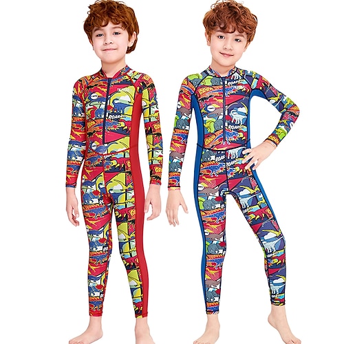 

DiveSail Boys Girls' Rash Guard Dive Skin Suit UV Sun Protection UPF50 Breathable Full Body Lycra Swimsuit Front Zip Swimming Diving Surfing Snorkeling Painting Summer / Stretchy / Quick Dry