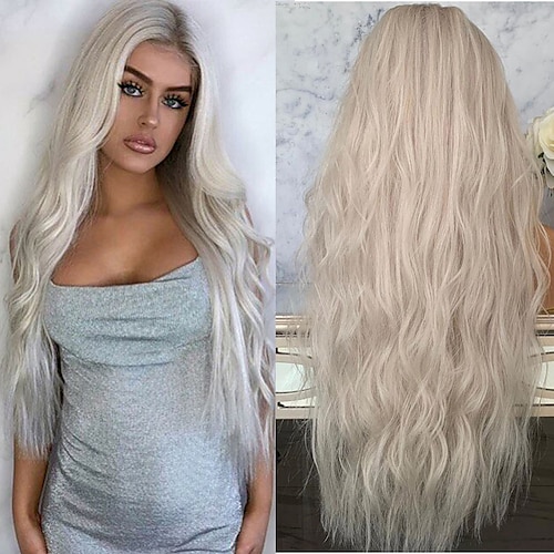 

Synthetic Wig Curly Middle Part Wig Very Long Grey Synthetic Hair Women's Fashionable Design Cosplay Middle Part Gray ChristmasPartyWigs