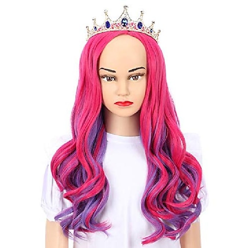 yuehong long wavy mixed purple red anime fashion girl's cosplay