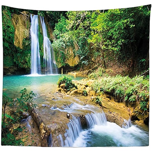 

Wall Tapestry Art Decor Blanket Curtain Picnic Tablecloth Hanging Home Bedroom Living Room Dorm Decoration Polyester Waterfall Forest View
