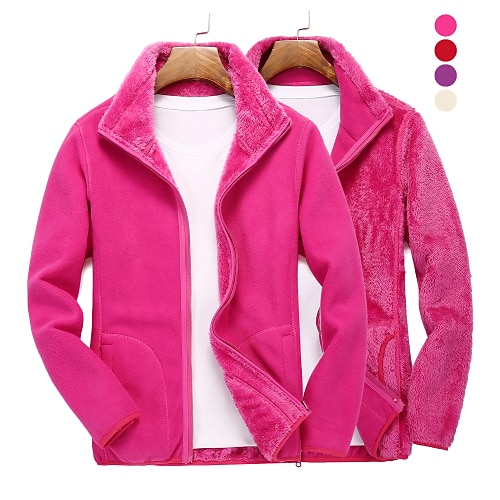 

Women's Softshell Jacket Hiking Fleece Jacket Winter Outdoor Thermal Warm Waterproof Windproof Fleece Lining Outerwear Winter Fleece Jacket Trench Coat Single Slider Skiing Hunting Ski / Snowboard