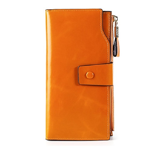 

Women's 2022 Wallet Cowhide Zipper Daily Earth Yellow Watermelon Red Blue Black