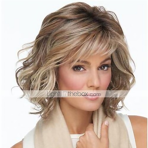 

Blonde Wigs for Women Synthetic Wig Curly with Bangs Wig Short Light Brown Synthetic Hair Women's Fashionable Design Classic Cool Light Brown