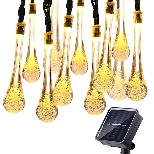 

Outdoor Solar String Light 6.5M-30LEDs 12M-100LEDs Solar Light Outdoors Droplet Bulbs Solar Lamp Waterproof RGB Fairy String Solar Lights For Garden Holiday Decor LED Solar Garden Light