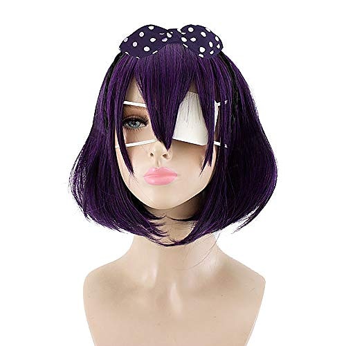 

Hsiu Runa Yomozuki Black Purple Cosplay Wig Anime Game Kakegurui Order s Play Synthetic Hair Wigs (Black and Purple Color)