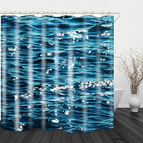 

Blue Sea Digital Printing Shower Curtain Shower Curtains Hooks Modern Polyester New Design 70 Inch