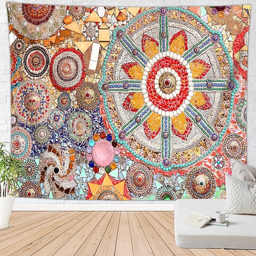 

Mandala Bohemian Wandteppich Steine Buntglas Kunst Dekor Decke Vorhang hängen zu Hause Schlafzimmer Wohnzimmer Wohnheim Dekoration Boho Hippie Indianer