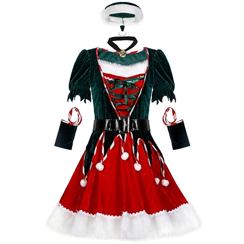 

Santa Claus Mrs.Claus Cosplay Costume Outfits Christmas Dress Vacation Dress Women's Costume Party Cosplay Costume Christmas Christmas Carnival Masquerade Adults' Christmas Velvet Dress Belt Hat