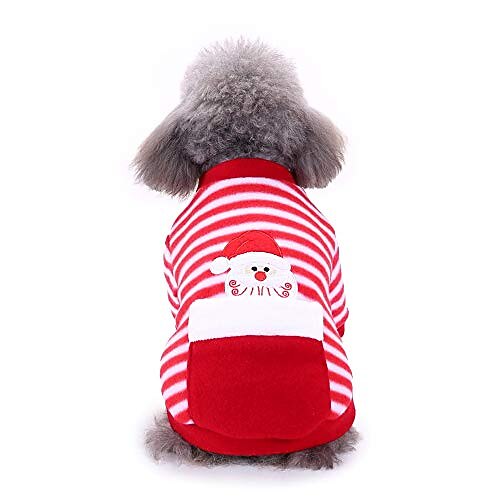 

christmas pet dog cat fashion coats comfortable pet clothes festival dress santa striped hoodie winter