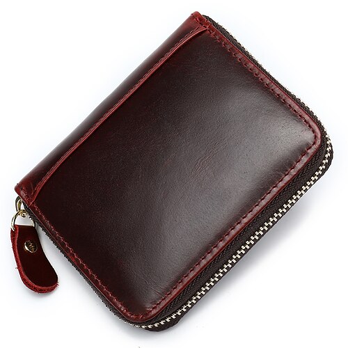 

Unisex Wallet Cowhide Zipper Daily Red Brown Black Royal Blue Coffee