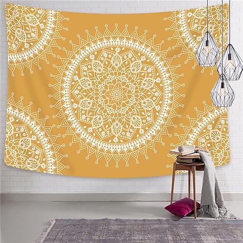 

Wall Tapestry Art Decor Blanket Curtain Hanging Home Bedroom Living Room Dorm Decoration Polyester Indian Mandala Bohemian Psychedelic Floral Flower Lotus