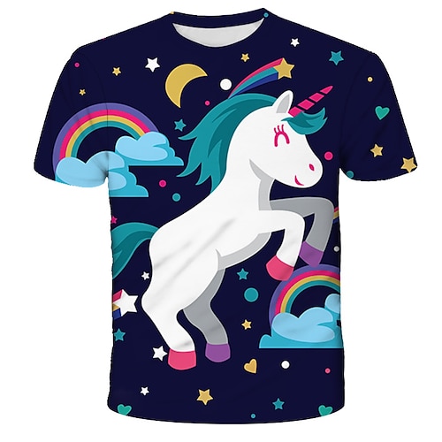 

Kids Boys T shirt Graphic 3D Print Short Sleeve Active Summer Navy Blue
