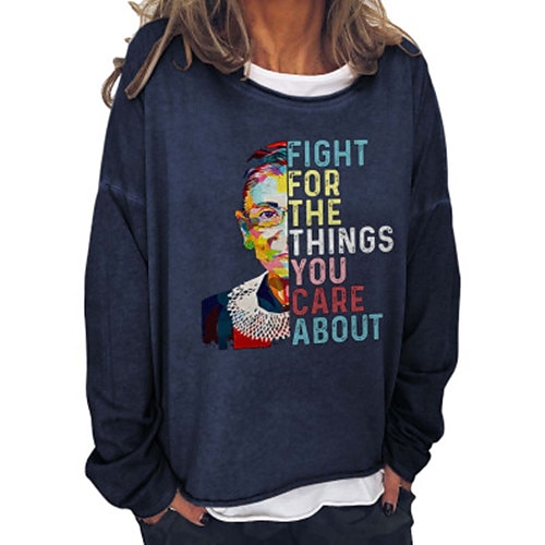 

Mujer Sudadera Pull-over Caqui Azul Marino Gris Escote Redondo Graphic Letra Texto Monogramas Diario Básico Casual Ropa Sudaderas con capucha Sudaderas