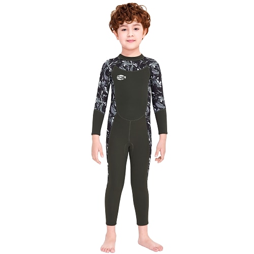 

DiveSail Boys' Full Wetsuit 2.5mm SCR Neoprene Diving Suit Quick Dry Stretchy Long Sleeve Back Zip - Swimming Diving Surfing Scuba Camo / Camouflage Autumn / Fall Spring Summer