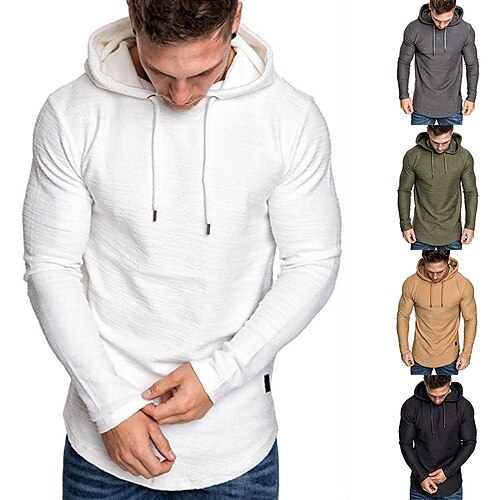 

Men's Hoodie Army Green Khaki Gray White Black Hooded Plain Cool Casual Winter Clothing Apparel Hoodies Sweatshirts Long Sleeve