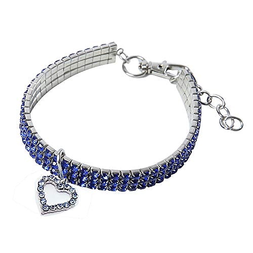 

Pet Collar,bling Bling Crystal Elastic Love Dog Collar Fancy Rhinestone Cat Collar Necklace For Cats Small Dogs (m :25cm, Blue)