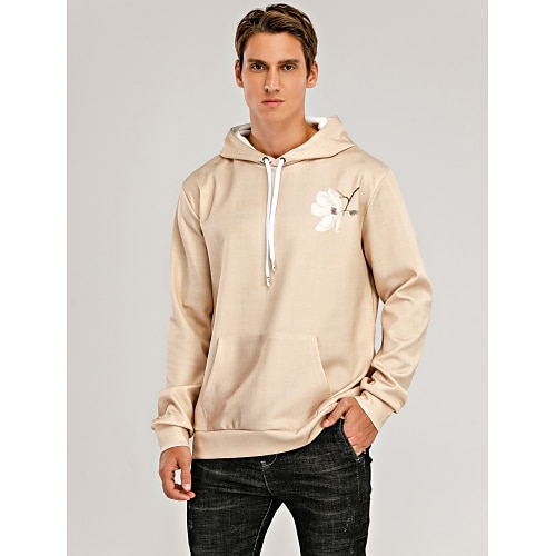 

Men's Pullover Hoodie Sweatshirt Beige Hooded Graphic Tribal Chinese Style Daily Weekend 3D Print Casual Clothing Apparel Hoodies Sweatshirts Long Sleeve