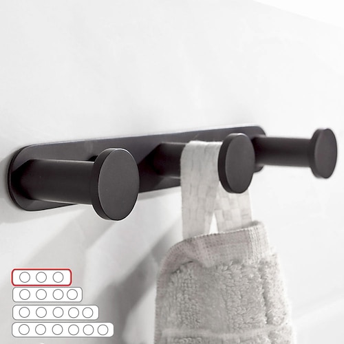 

Robe Hook Wall Mounted with 3 or 4 or 5 or 6 Hooks New Design Stainless Steel Bathroom Painted Finishes Black 1pc