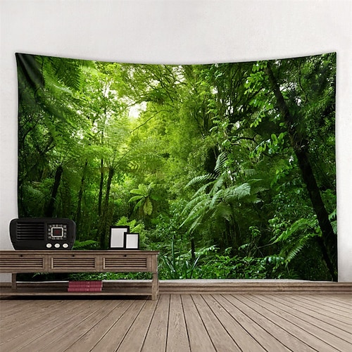 

Wall Tapestry Art Decor Blanket Curtain Picnic Tablecloth Hanging Home Bedroom Living Room Dorm Decoration Polyester Modern Green Woods