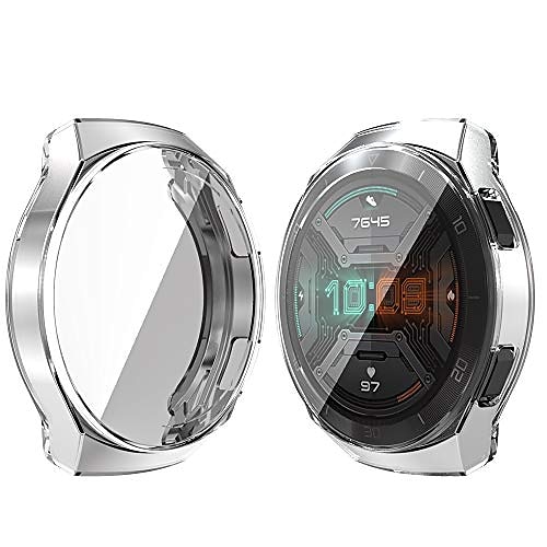 

case for huawei watch gt 2e 46mm screen protector case, slim soft tpu screen protector full around protective case for huawei watch gt 2e 46mm, clear-2pc