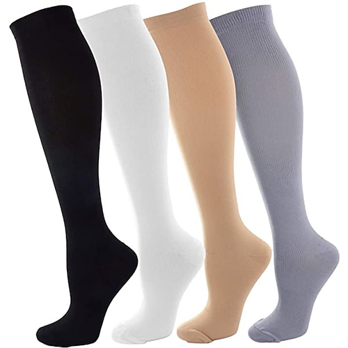 

4 pairs Compression Socks Camping / Hiking Casual Exercise & Fitness Bike Cycling Warm Quick Dry Brown Mixed color (black and white skin gray) Gray Men's Women's