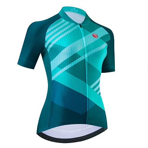 

21Grams Women's Cycling Jersey Short Sleeve Bike Jersey Top with 3 Rear Pockets Mountain Bike MTB Road Bike Cycling Breathable Quick Dry Soft Reflective Strips Green Graphic Polyester Sports Clothing