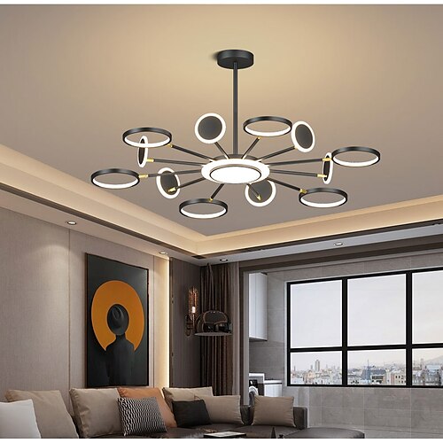 

6/8/12 Heads LED Chandelier Nordic Modern Luxury Pendant Light Black Gold Tricolor Light Circle Design Metal Painted Finishes Christmas Decoration 110-120V 220-240V