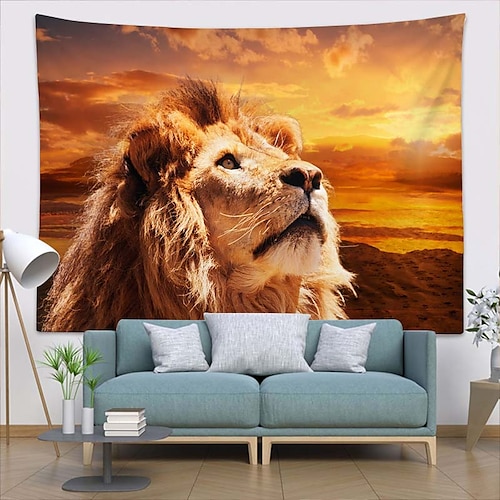

Wall Tapestry Art Decor Blanket Curtain Picnic Tablecloth Hanging Home Bedroom Living Room Dorm Decoration Polyester Modern Animal Lion