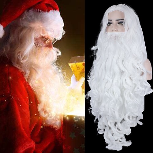 

Cosplay Costume Wig Curly Middle Part Wig One Color Synthetic Hair Men's White
