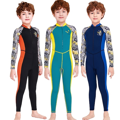 

Boys Girls' Rash Guard Dive Skin Suit UV Sun Protection Breathable Quick Dry Full Body Lycra Swimsuit Front Zip Swimming Diving Surfing Snorkeling Patchwork Summer / Stretchy