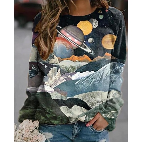 

Femme Sweat à capuche Sweat shirt Sweat Noir Col Rond Graphic du quotidien basique Casual Vêtement Tenue Pulls Capuche Pulls molletonnés
