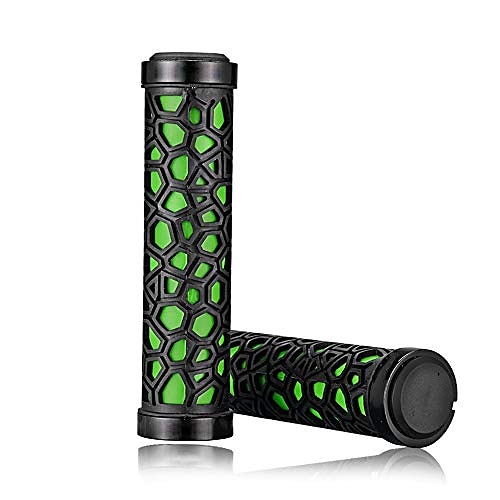 

bike handlebar grips, non-slip-rubber adjustable bicycle handle grip,double lock on grip for mountain bike bmx folding bike anti-slip shockproof (green)