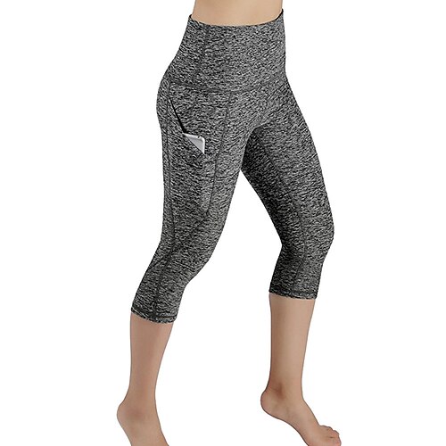 

Mulheres calções capri Cinza Claro Preto Cintura Média Esportes Roupa de rua Ginástica Micro-Elástica Capris Ciclismo Cor Sólida S M L XL / Tamanho Grande / Delgado