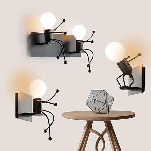 

1-2 Light Cute Anti-Glare Modern Nordic Style Wall Lamps LED Wall Lights Bedroom Shops Cafes Iron Villain Shape Design Wall Light 110-120V 220-240V