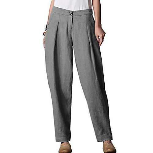 

kvinders linnedbukser elastisk talje lange tilspidsede bukser bukser slacks grå xx-large