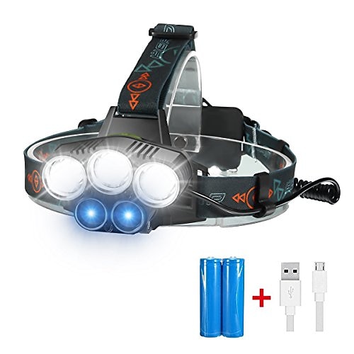 

L-12 LED Light Headlamps 300 lm LED LED 5 Emitters 4 Mode with Batteries and Chargers Portable Professional Camping / Hiking / Caving Everyday Use Cycling / Bike Set headlight (including battery)