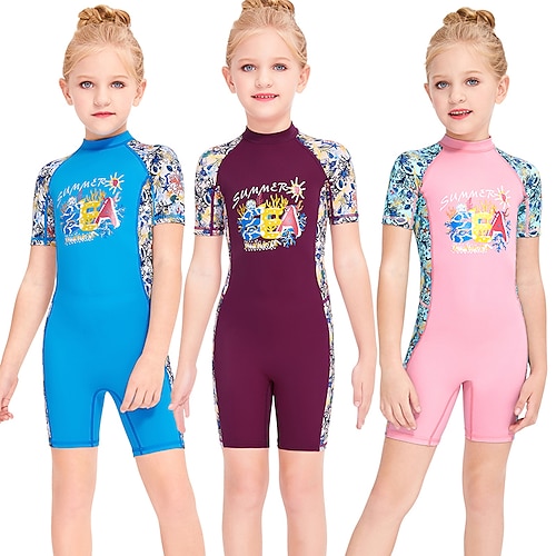 

Dive&Sail Girls' Rash Guard Dive Skin Suit UV Sun Protection UPF50 Breathable Short Sleeve Lycra Swimsuit Back Zip Swimming Diving Surfing Snorkeling Patchwork Summer / Stretchy / Quick Dry